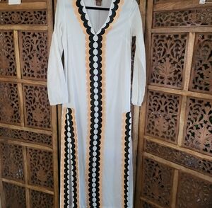 INCA Long Sleeve Maxi Dress with Scallop Design
